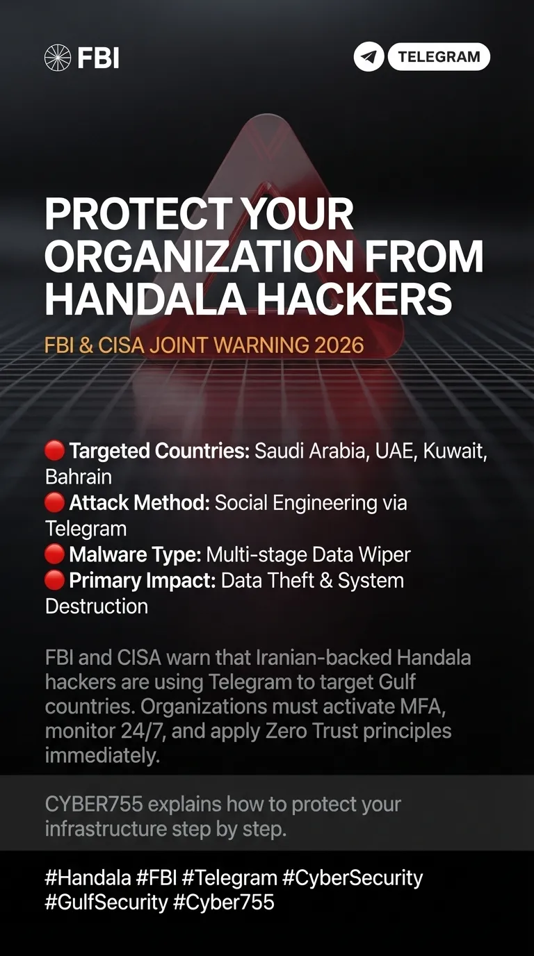 FBI warning alert about Handala hackers using Telegram to target Gulf countries Saudi Arabia UAE Kuwait Bahrain
